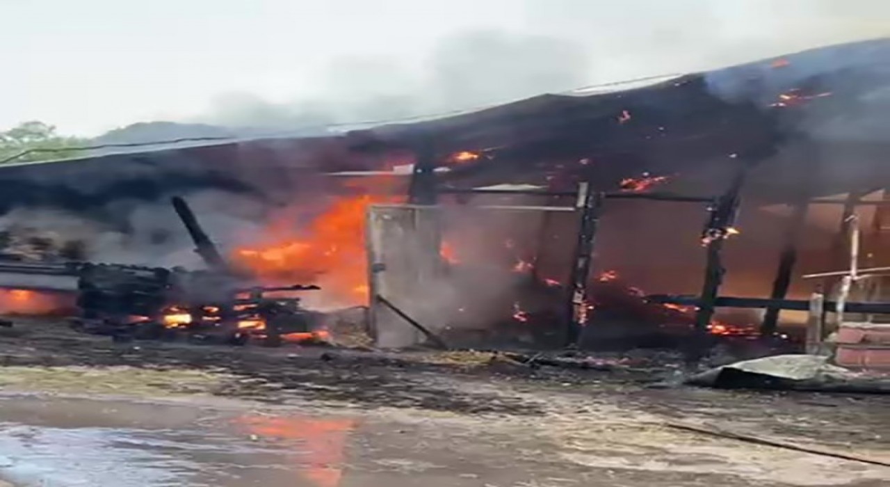 Elektrik kontağından çıkan yangın samanlığı küle çevirdi