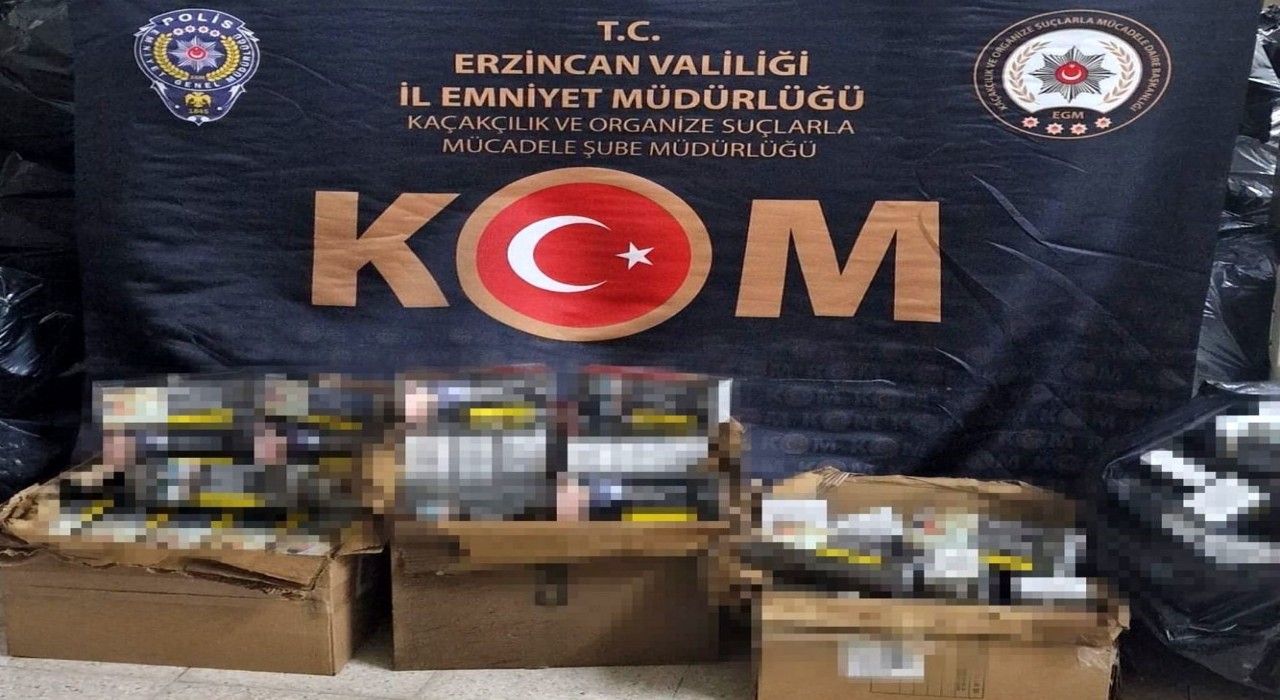 Erzincanda 5.120.000 dal kaçak boş makaron ele geçirildi