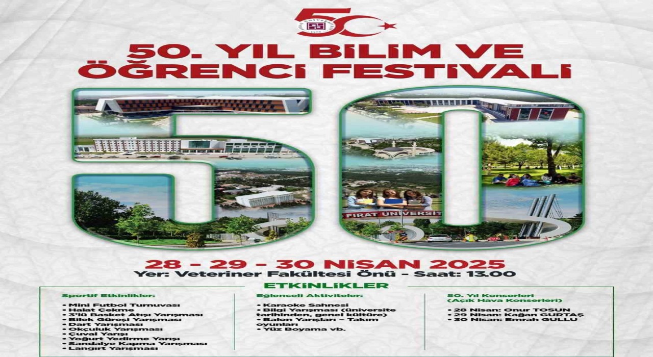 FÜde 50. yıl bilim ve öğrenci festivali başlıyor
