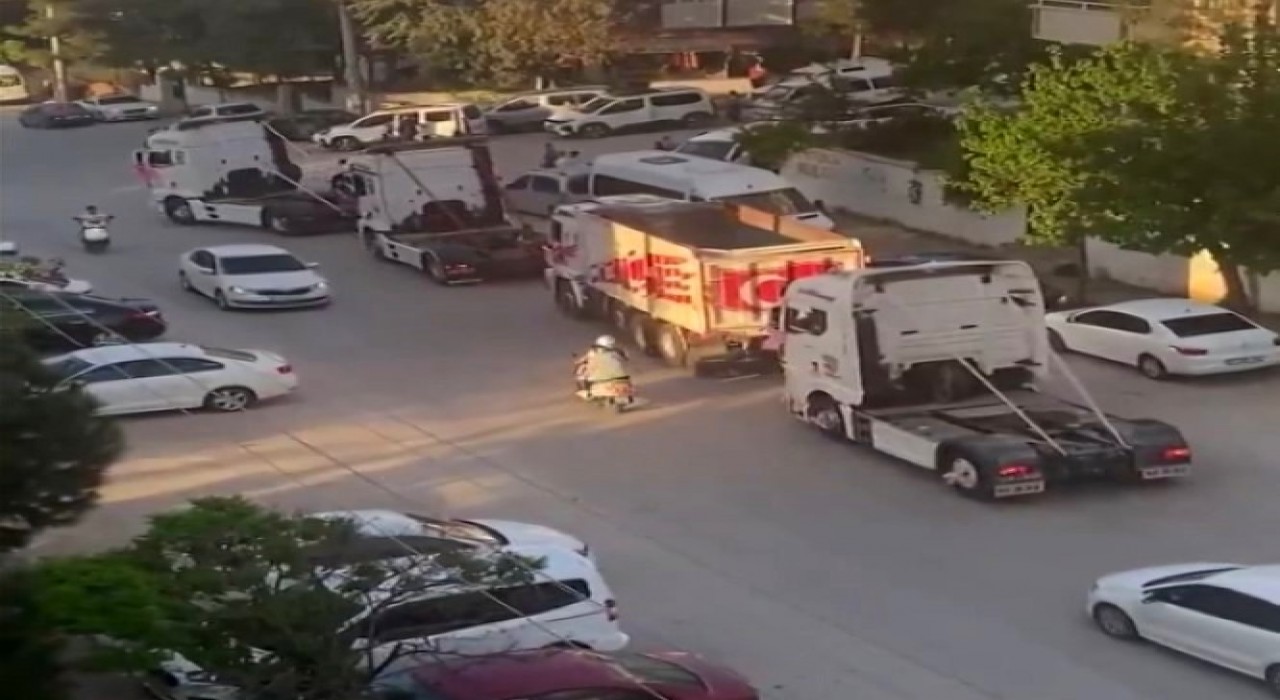Gaziantepte düğün konvoyu oluşturarak gürültü çıkaran 5 tıra para cezası
