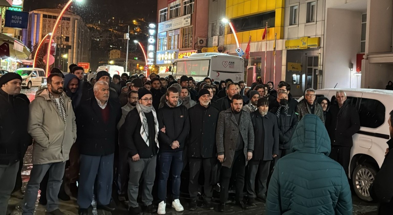 Gümüşhanede yüzlerce kişi Gazzeye destek için yürüdü