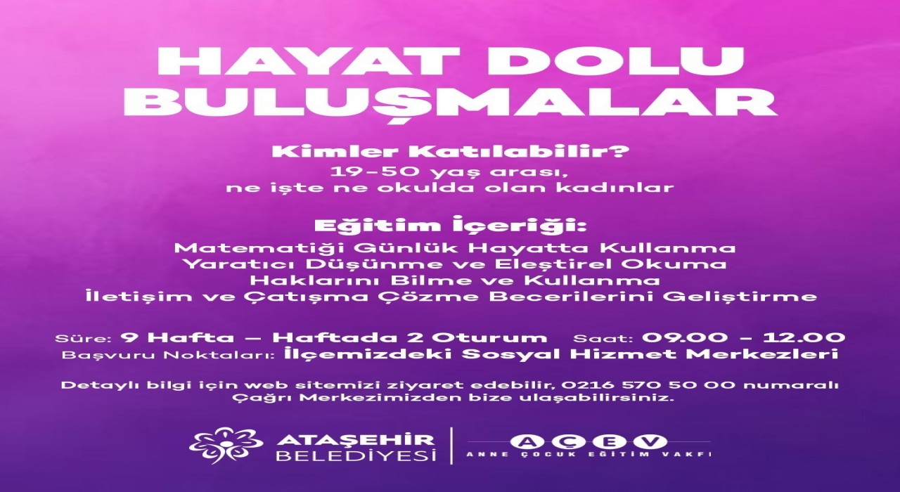 Kadınlara yönelik Hayat Dolu Buluşmalar başlıyor
