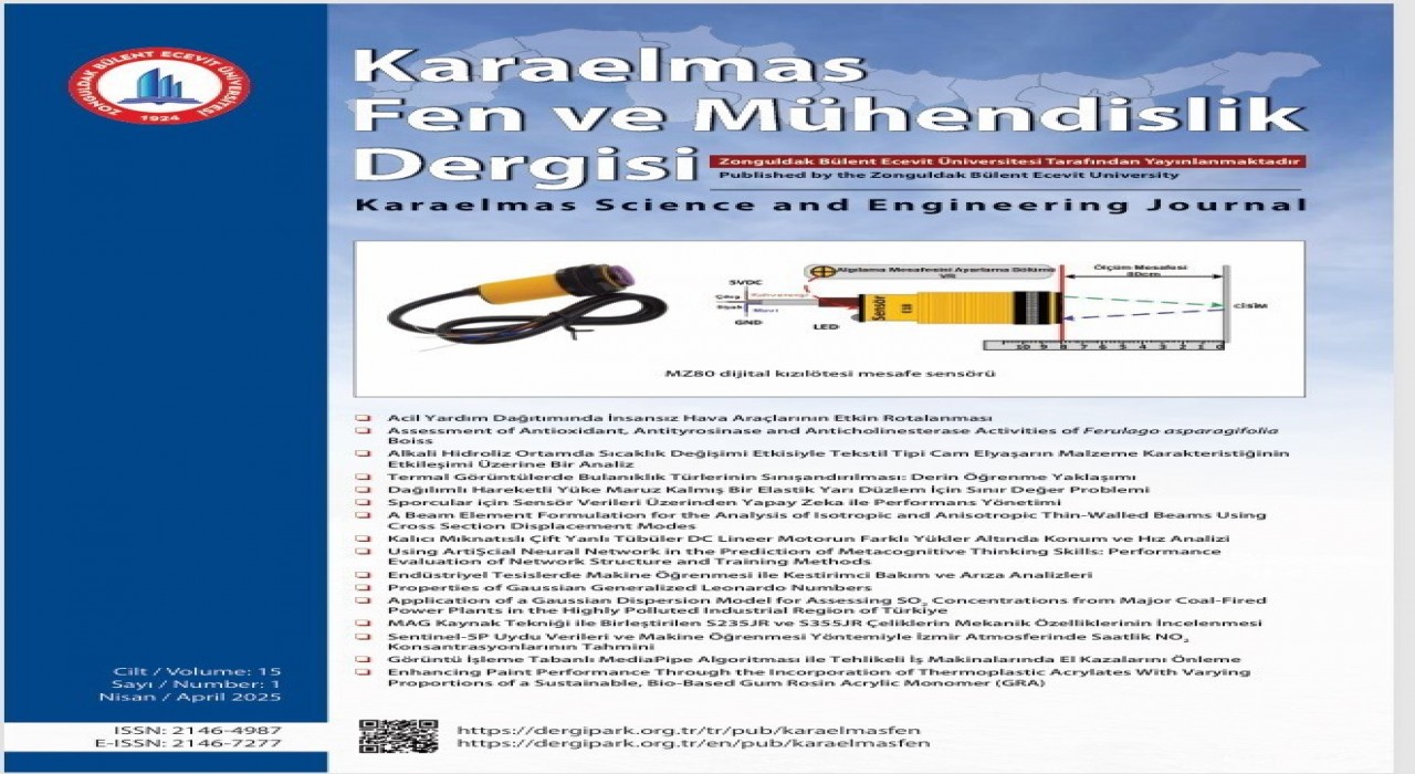 Karaelmas Fen ve Mühendislik Dergisinin 2025 Yılı 1. sayısı yayımlandı