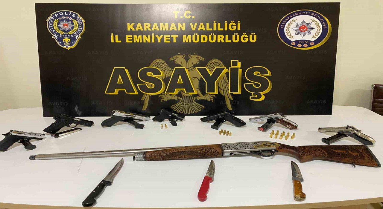 Karamanda 8 adet ruhsatsız silah ele geçirdi