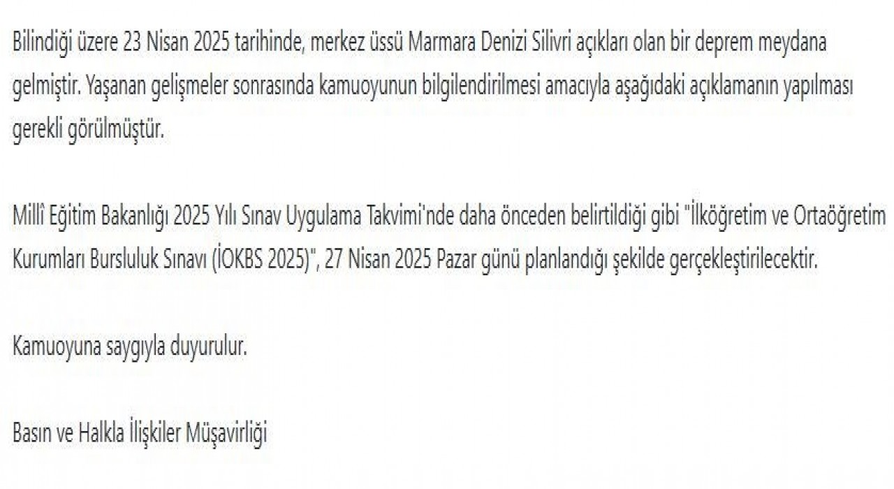 MEB açıkladı: İOKBS 2025 planlanan tarihte gerçekleşecek