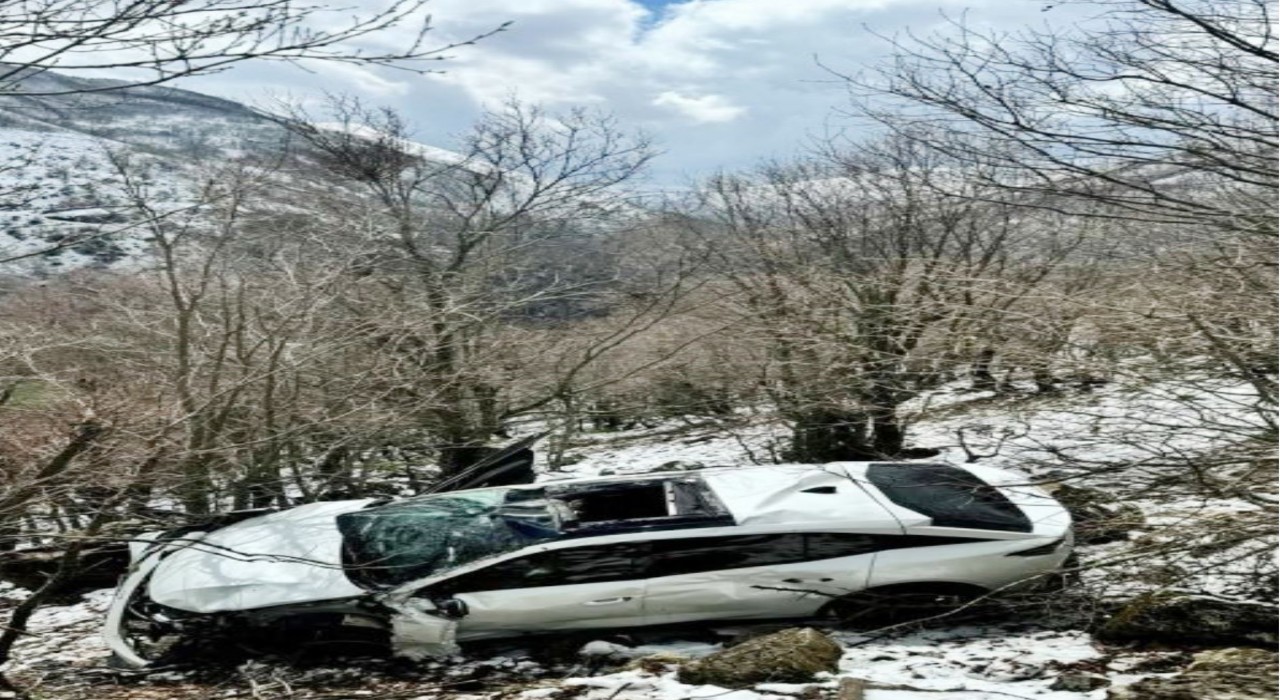 Muşta otomobil uçuruma yuvarlandı, 4 kişiyi ağaçlar kurtardı