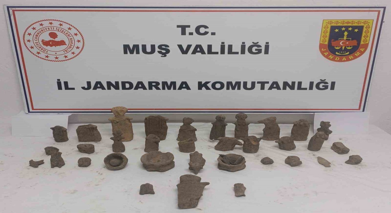 Muşta tarihi eser kaçakçılığına suçüstü: 42 tarihi obje ele geçirildi