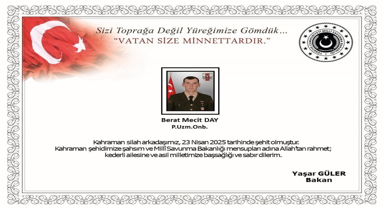 Pençe-Kilit operasyonu bölgesinde 1 asker şehit oldu