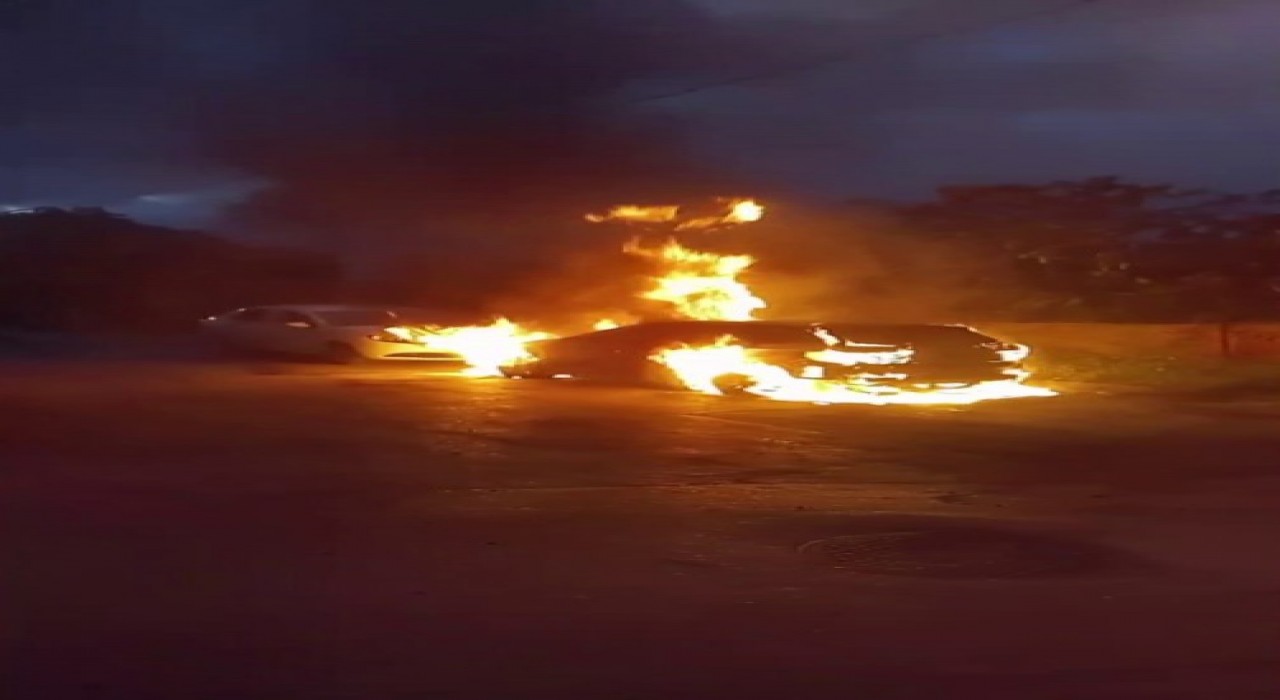 Pendikte park halindeki otomobil alev topuna döndü