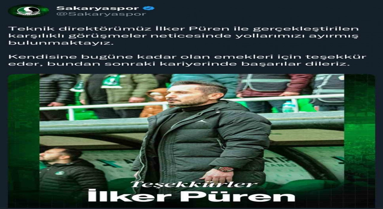 Sakaryasporda Teknik Direktör İlker Püren ile yollar ayrıldı