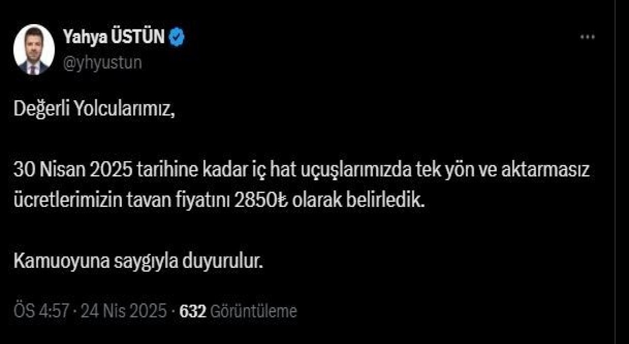 THYde yeni tavan fiyat