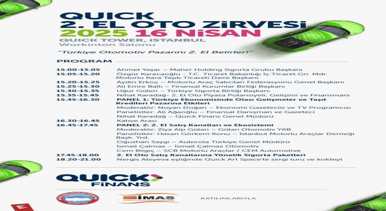 Türkiyenin ilk 2inci el oto zirvesi Quick Finans ev sahipliğinde gerçekleştirilecek