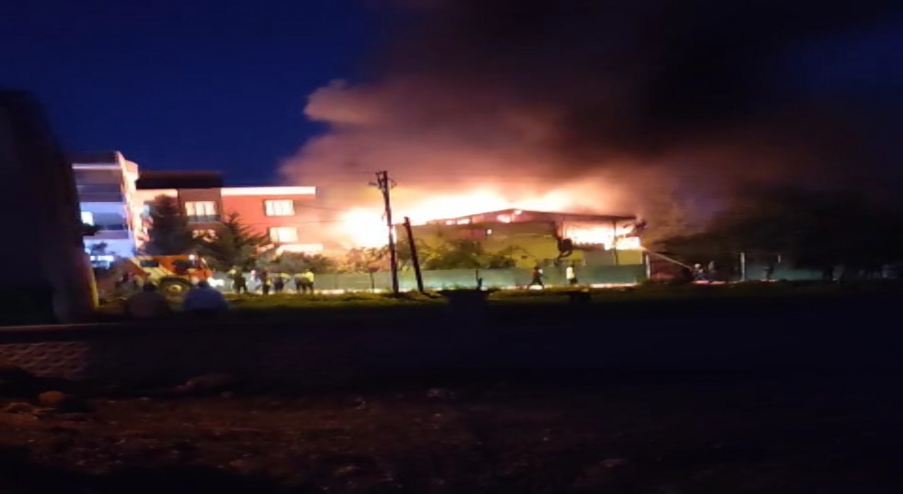 Adıyamanda 2 katlı ev alev alev yandı