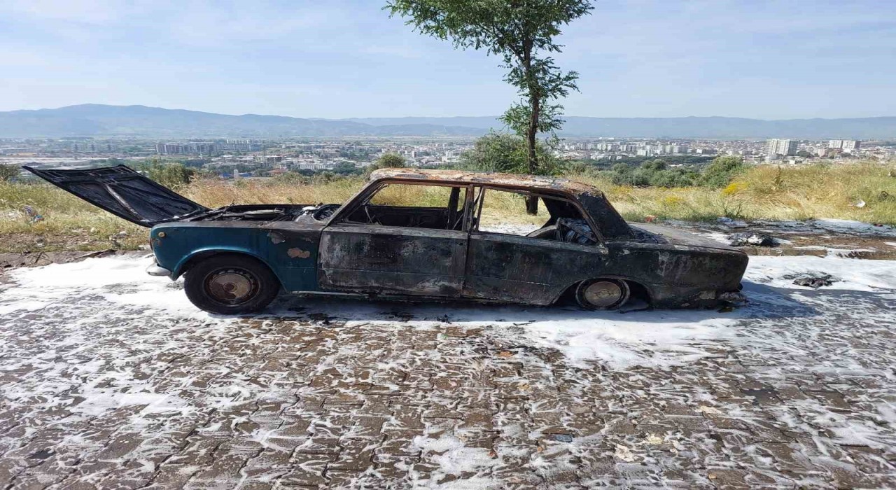 Aydında otomobil küle döndü