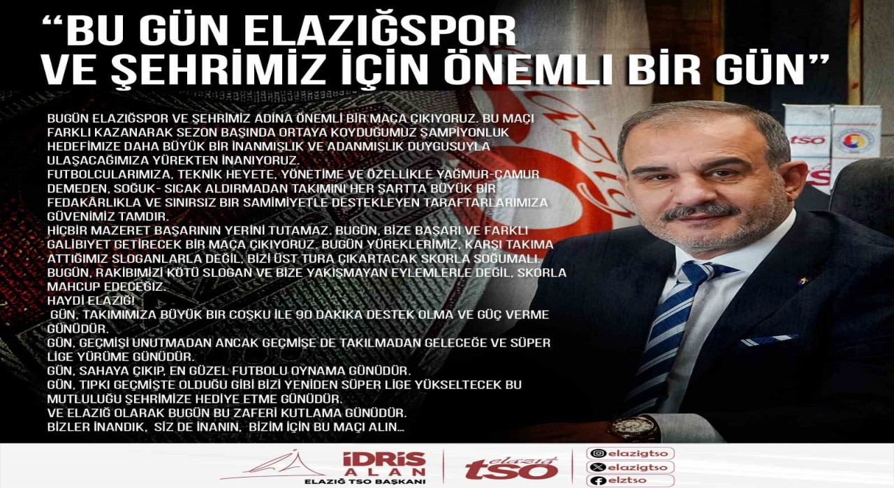 Başkan Alan, Gün sahaya çıkıp, en güzel futbolu oynama günüdür