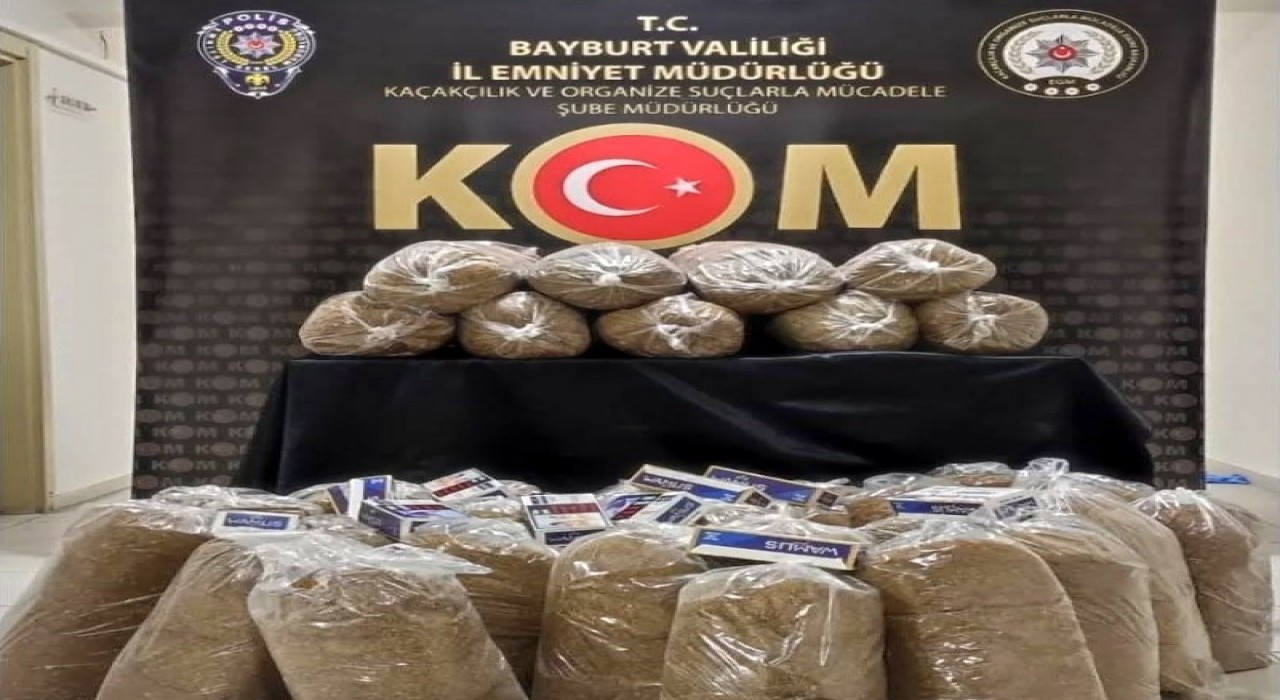 Bayburtta 180 kilo tütün, 8400 adet makaron ele geçirildi