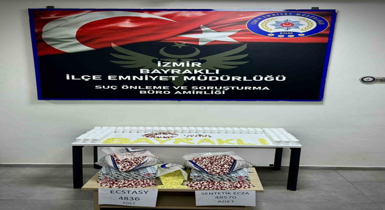 Bayraklıda binlerce uyuşturucu hap ele geçirildi