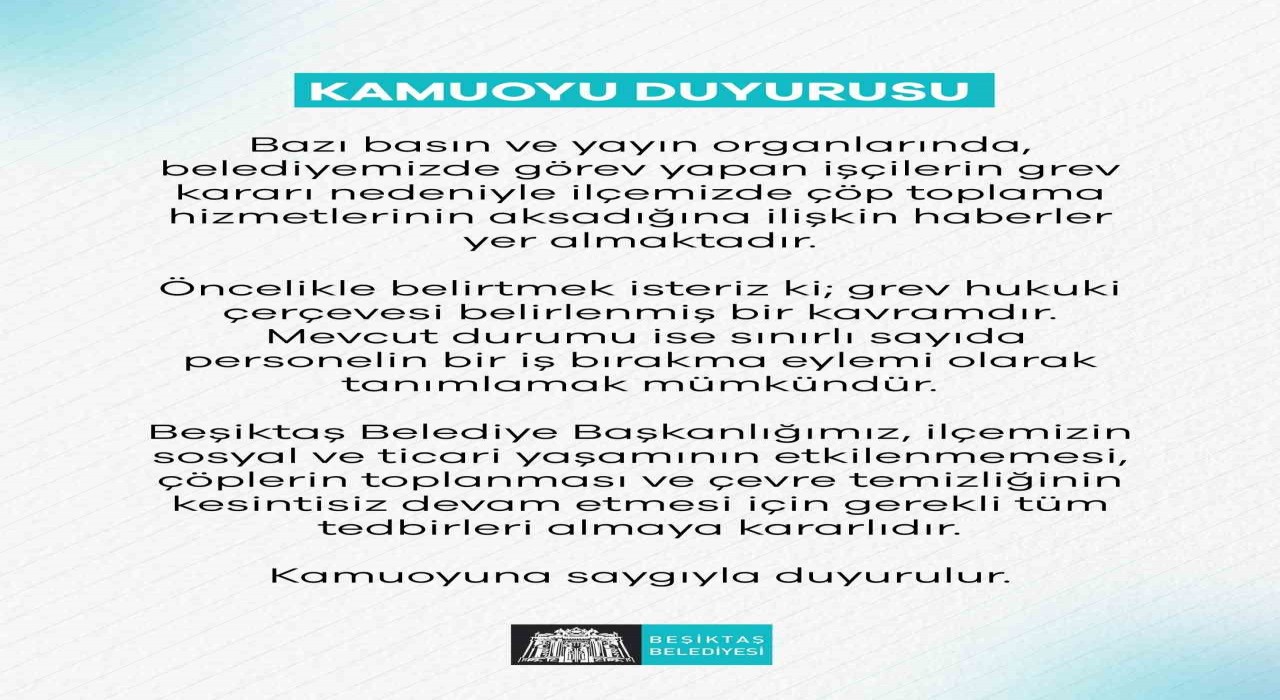Beşiktaş Belediyesinden ‘çöp toplama açıklaması
