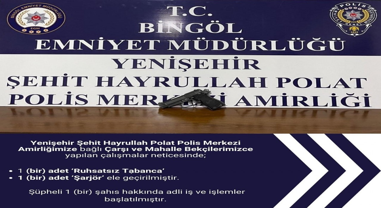 Bingölde ruhsatsız silah ele geçirildi