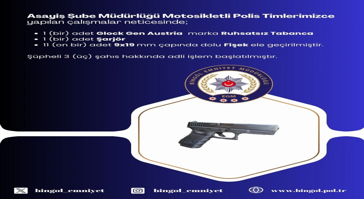 Bingölde ruhsatsız silah operasyonu: 3 kişi yakalandı