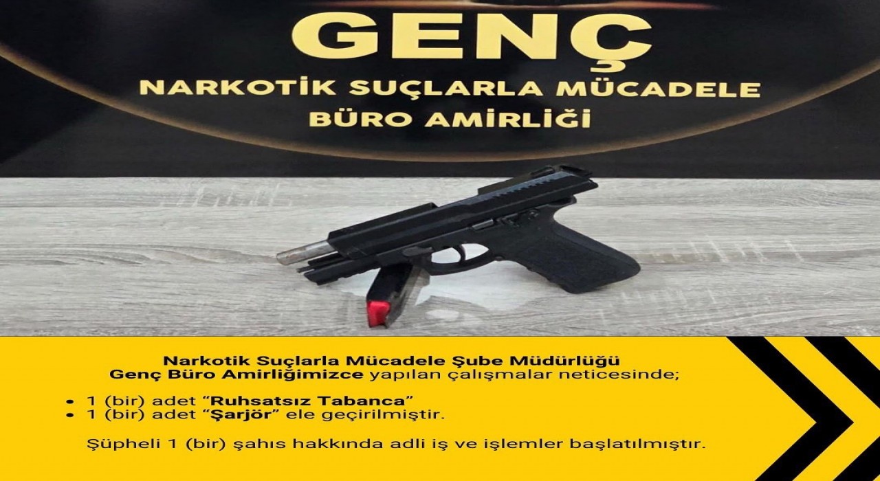 Bingölde ruhsatsız tabanca ve esrar ele geçirildi