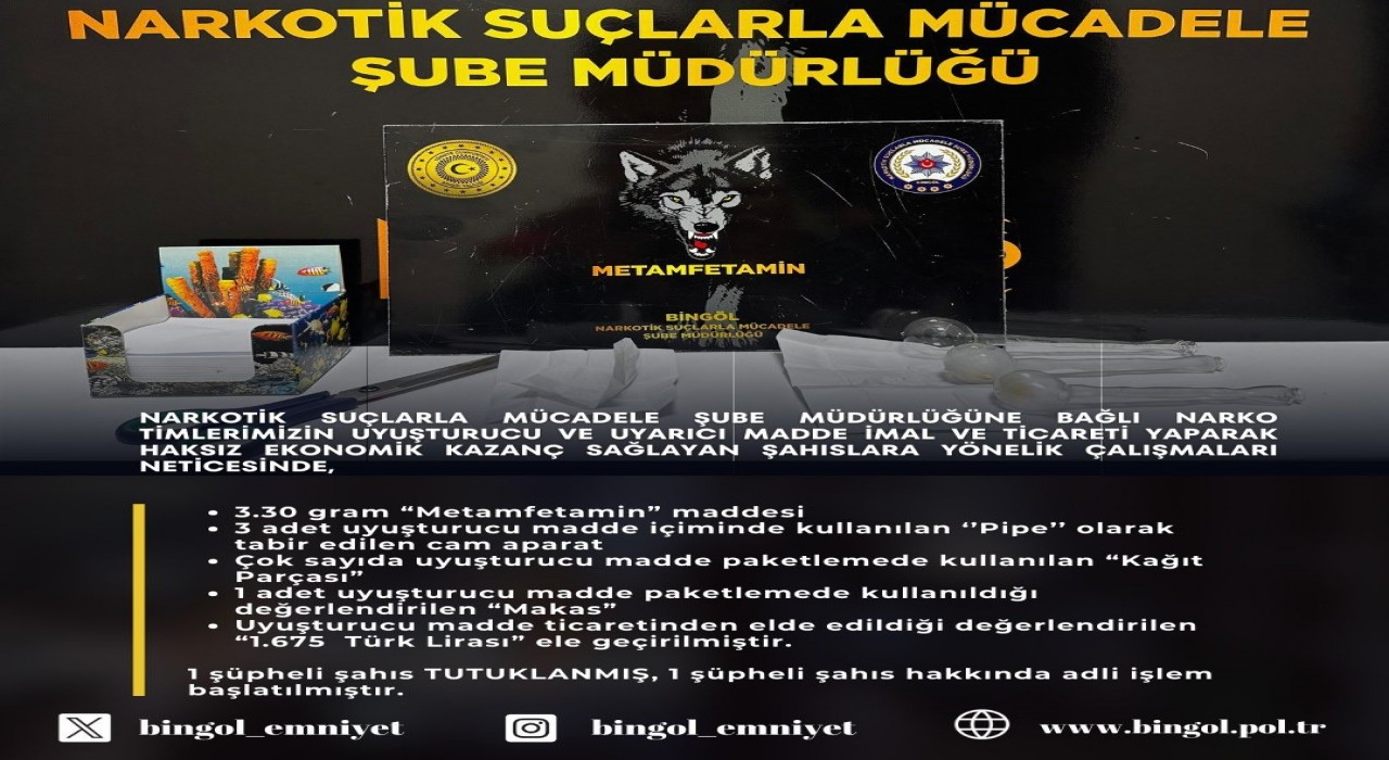 Bingölde uyuşturucu operasyonunda 1 tutuklama