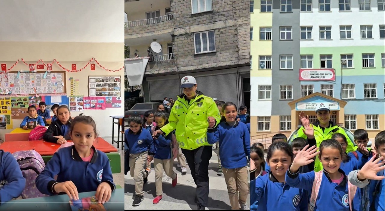 Hakkaride minik öğrencilere trafik eğitimi