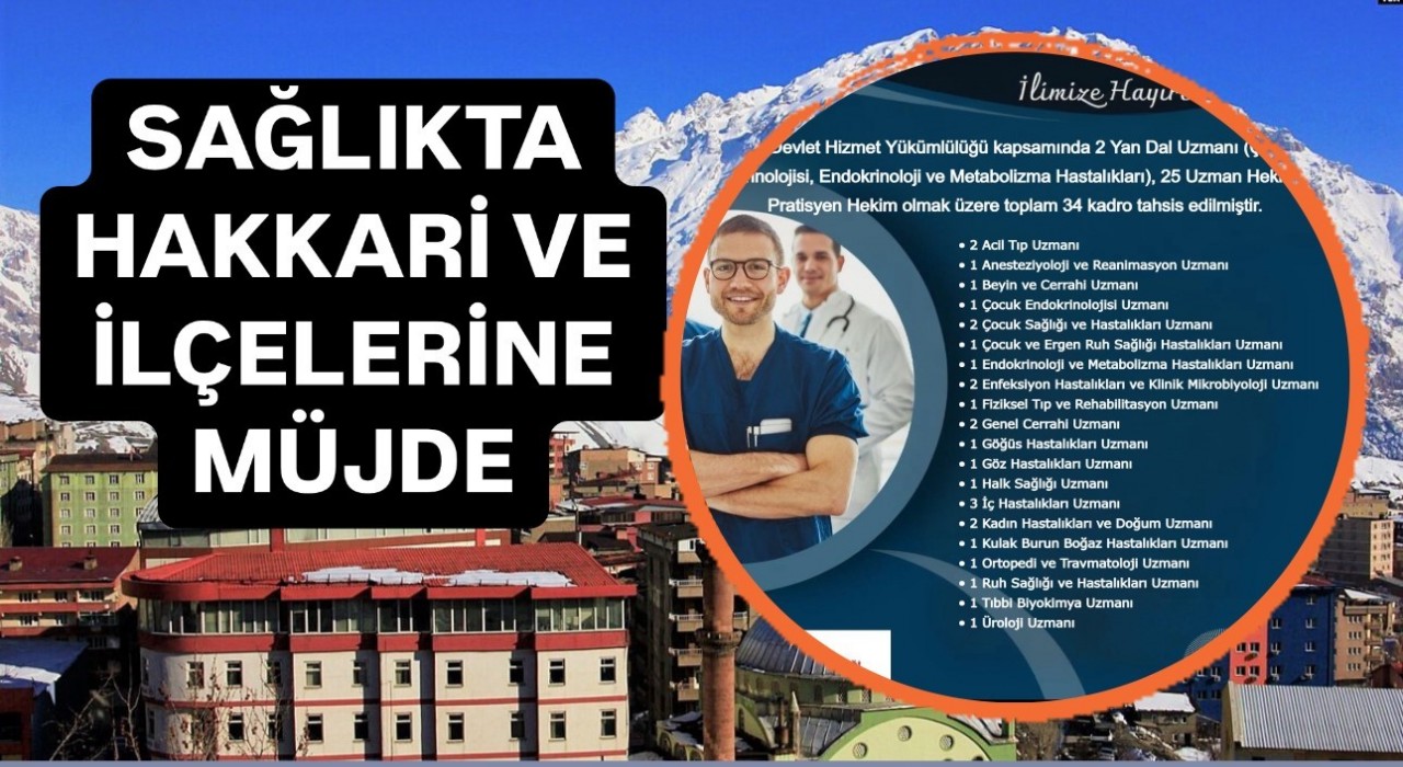 Hakkariye 34 hekim kadrosu tahsis edildi