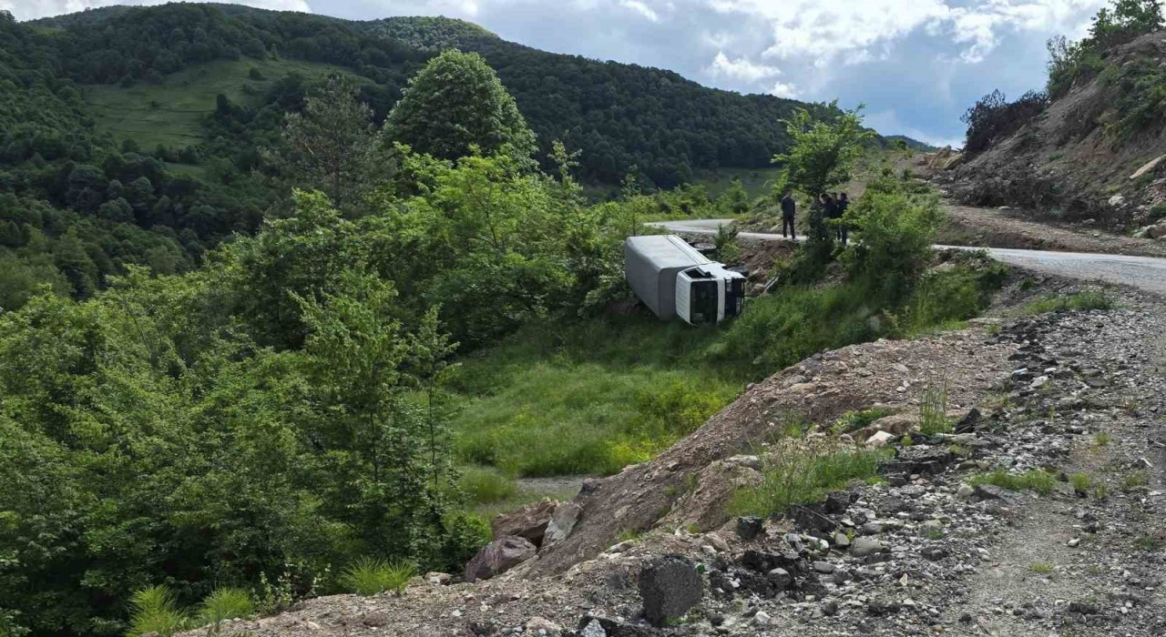 Karadeniz Ereğlide kamyonet şarampole yuvarlandı