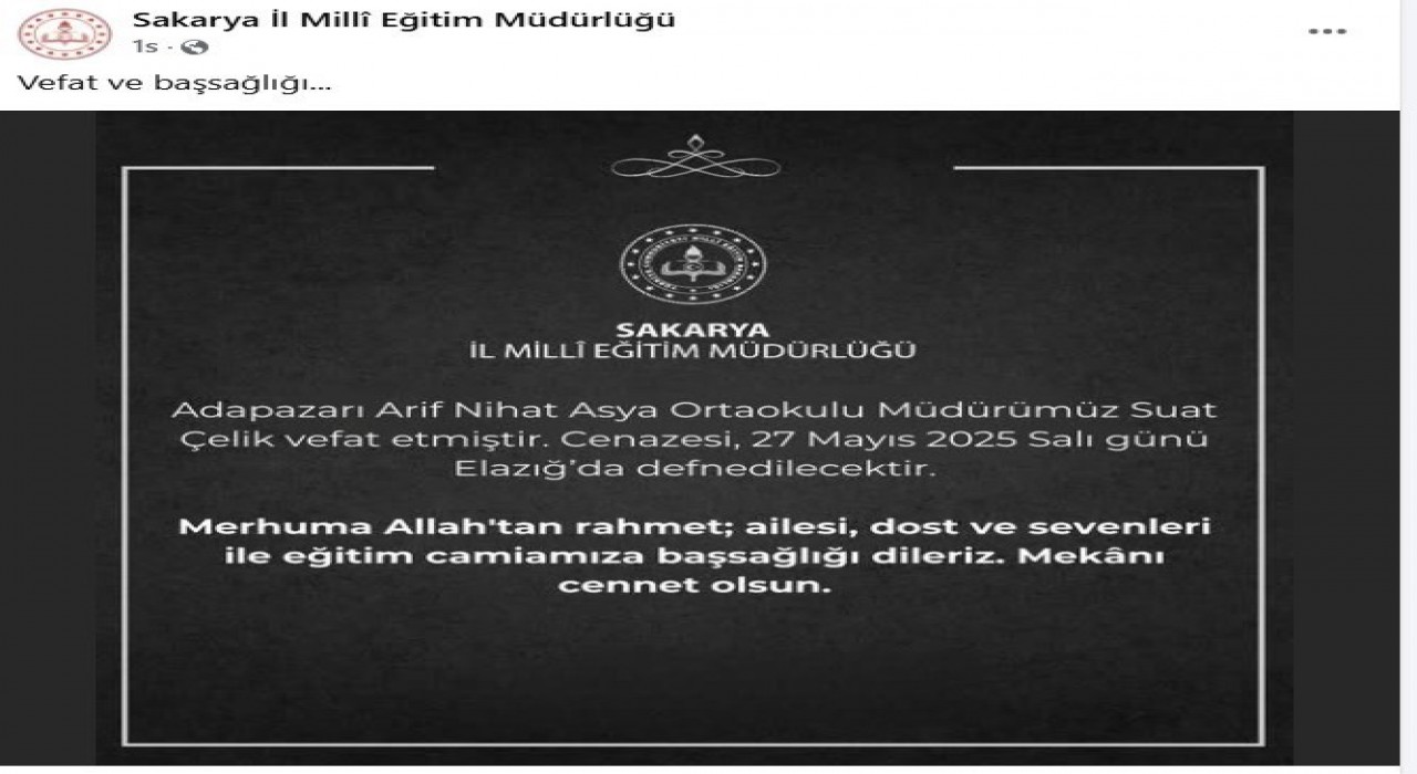 Okul müdürü kansere yenik düştü