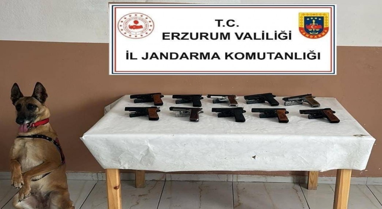 Oltuda 10 adet ruhsatsız tabanca ele geçirildi