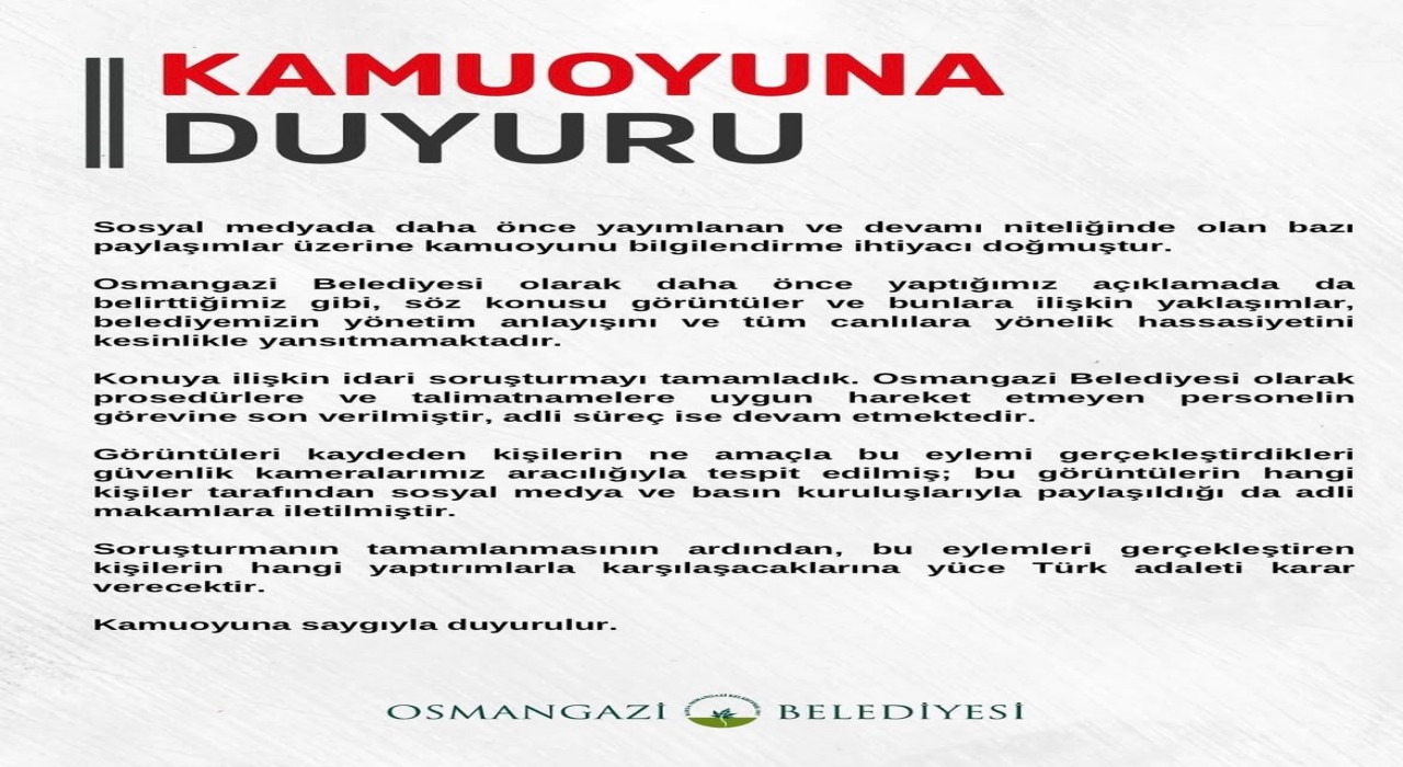 Osmangazi Belediyesinden barınakta yaşananlarla ilgili açıklama