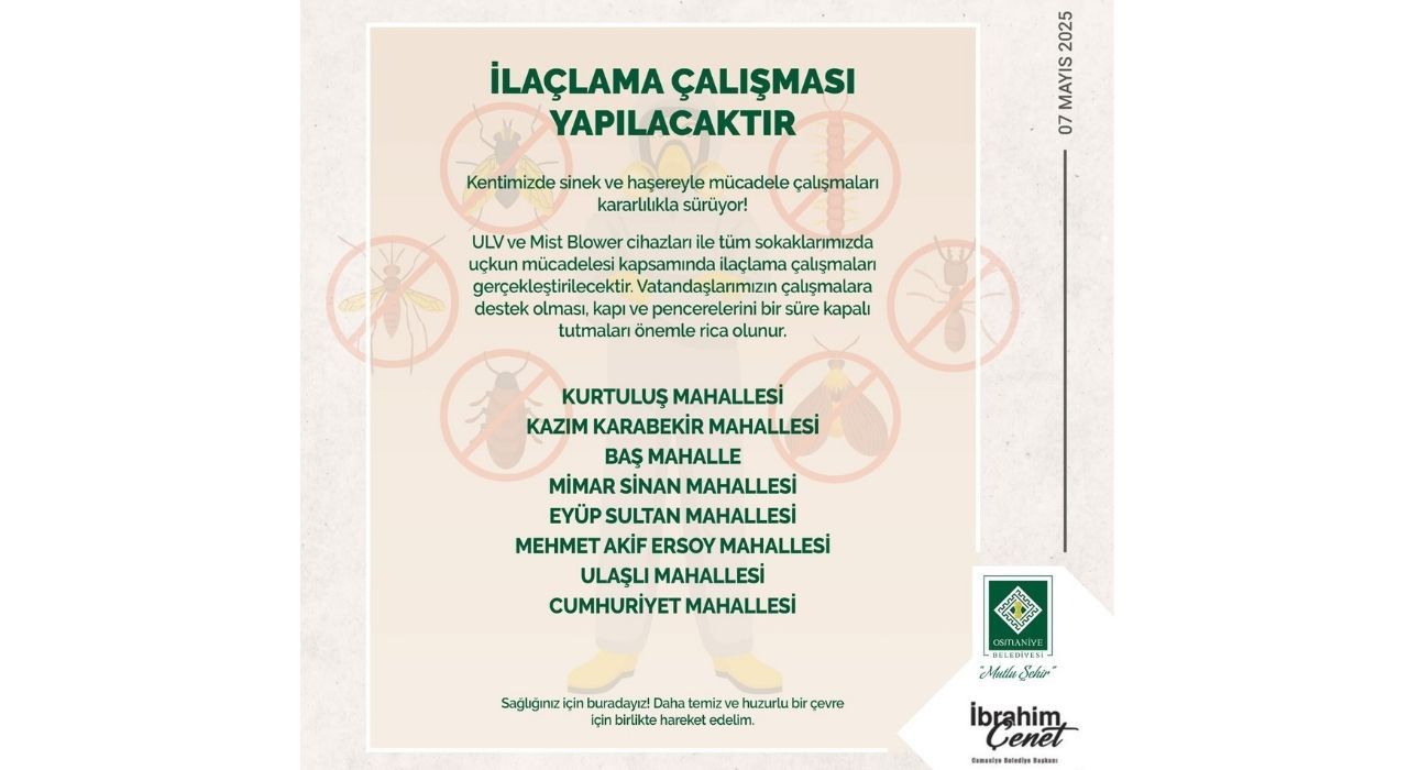 Osmaniye Belediyesi’nden Sinek ve Haşerelere Karşı Yoğun Mücadele!