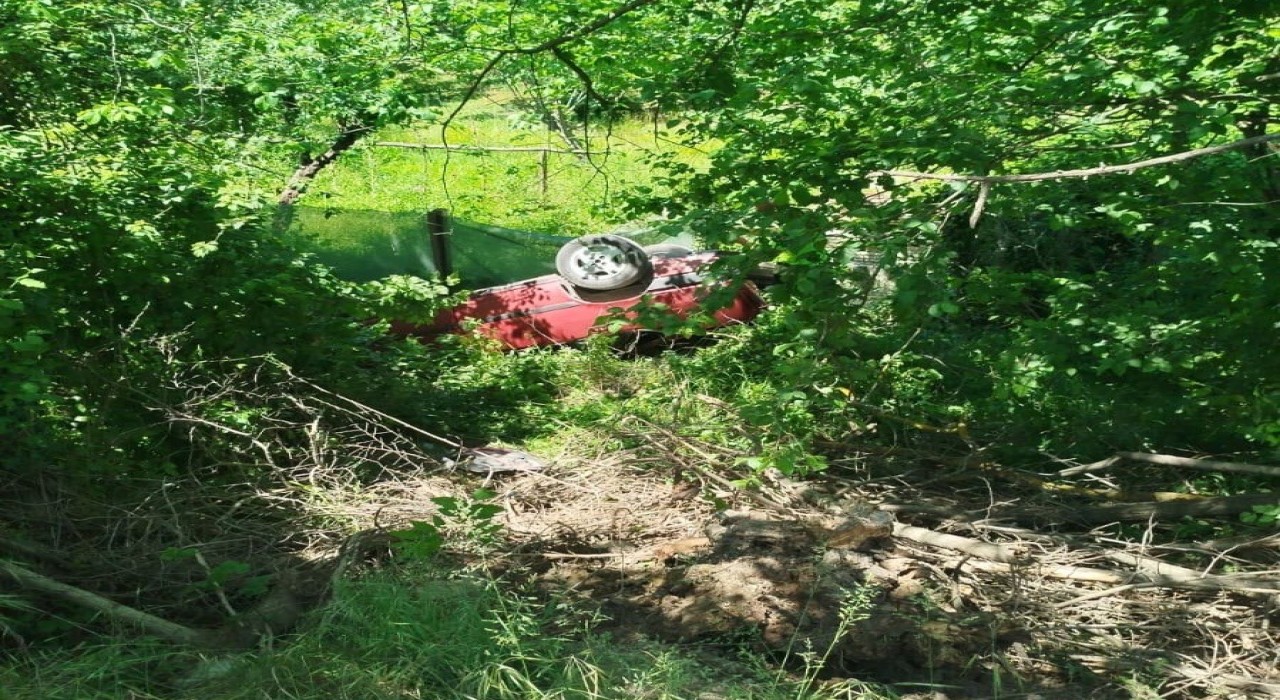 Sakaryada otomobil şarampole uçtu: Karı-koca yaralandı