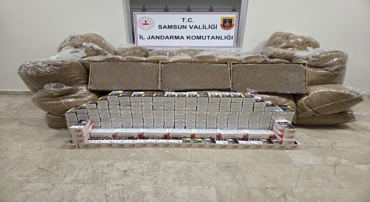 Samsunda 1 ton kaçak tütün ve 60 bin dolu makaron ele geçirildi