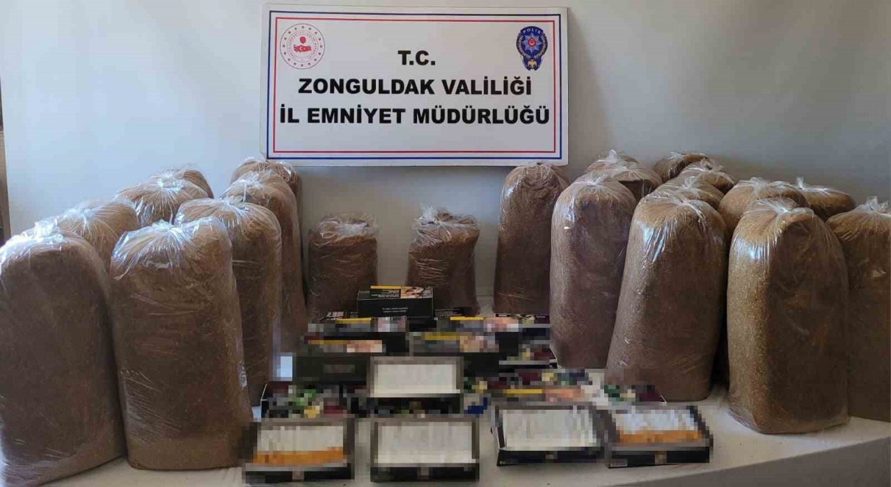 Zonguldakta 113 kilo kaçak tütün ve makaron ele geçirildi