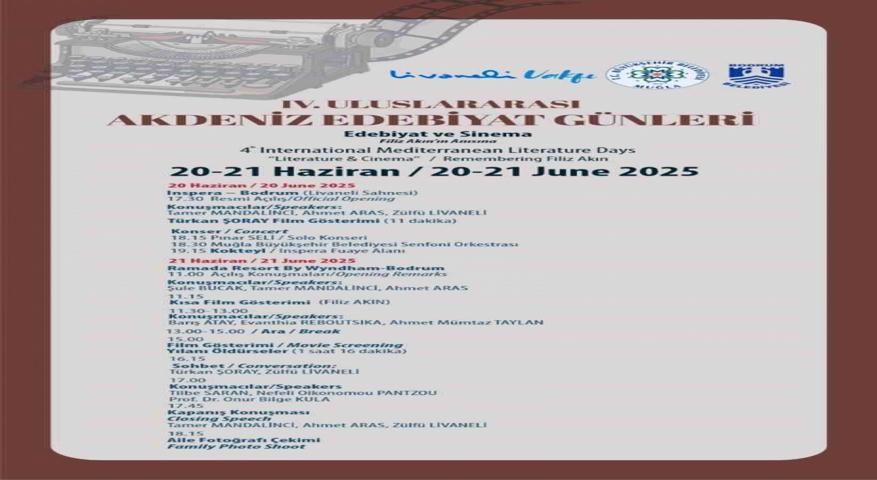 4. Uluslararası Akdeniz Edebiyat Günleri Bodrumda yapılacak