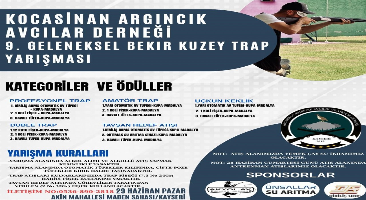9. Geleneksel Bekir Kuzey Trap yarışmaları 28-29 Haziranda yapılacak