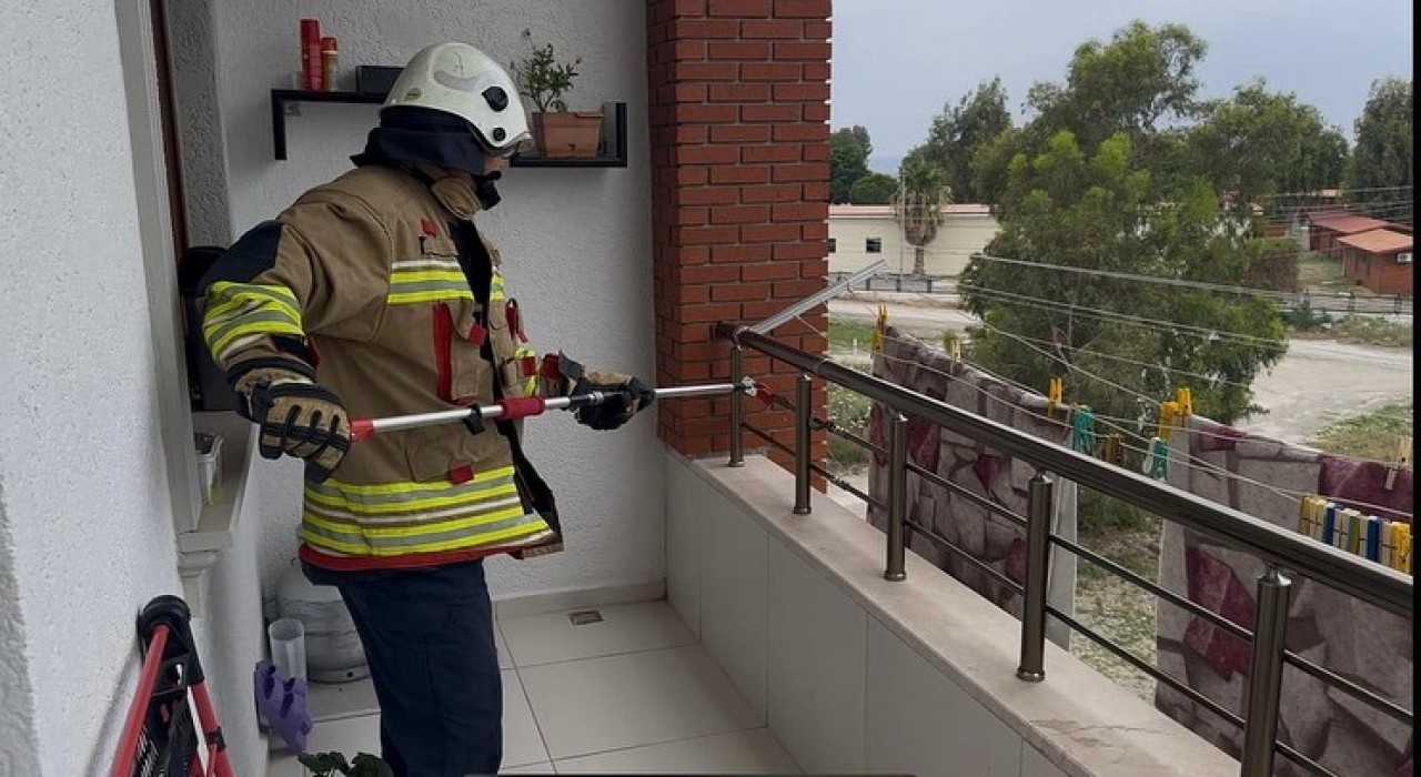 Arsuzda evin balkonunda yılan paniği