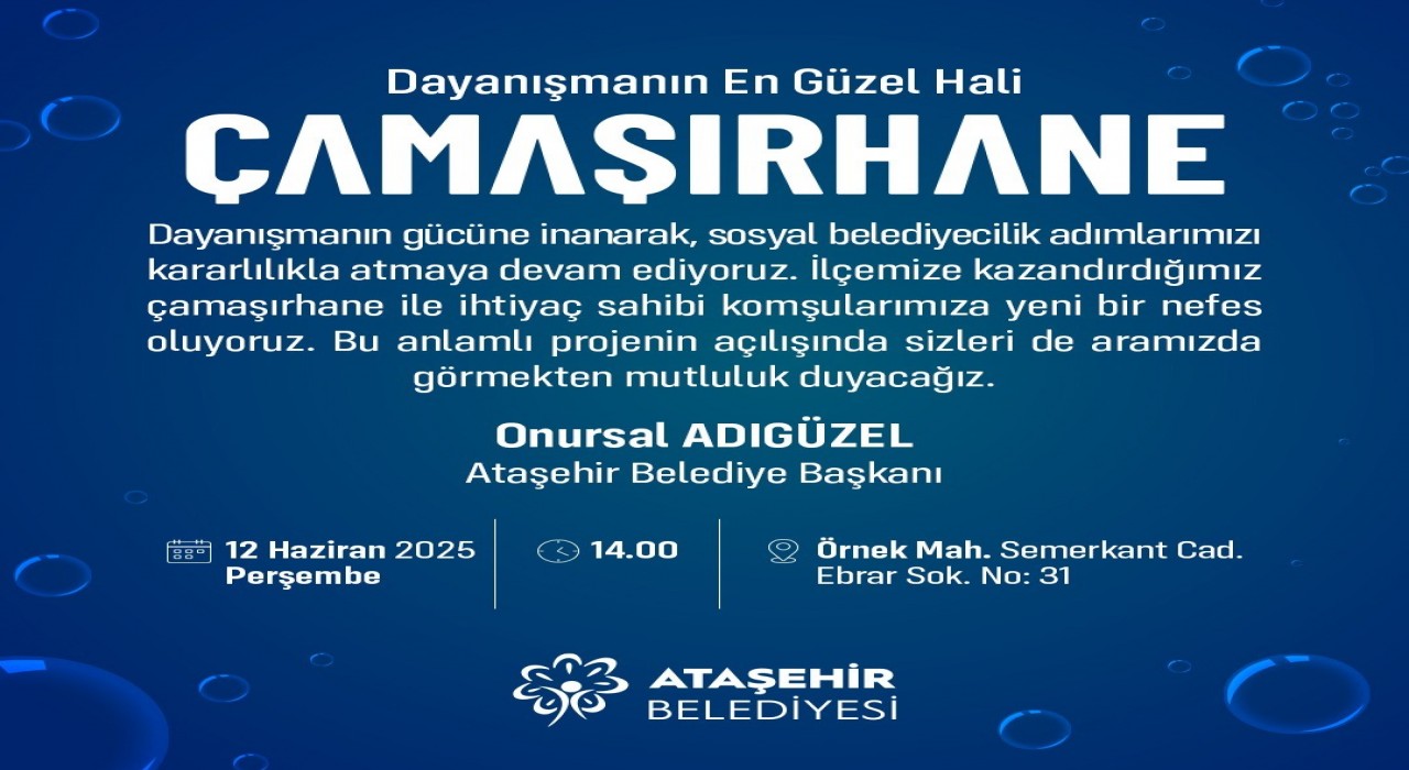 Ataşehir Belediyesinden ücretsiz çamaşırhane hizmeti