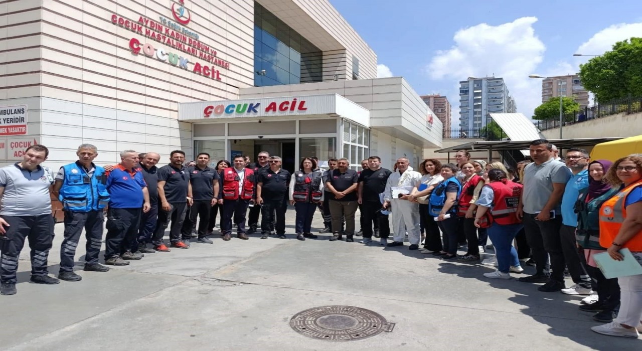 Aydındaki Kadın Doğum ve Çocuk Hastalıkları Hastanesinde tatbikat gerçekleştirildi