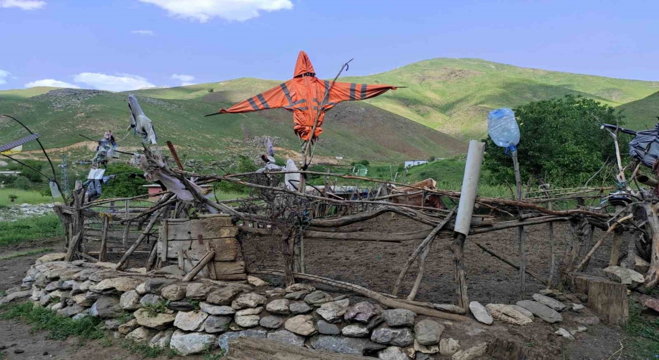 Batmanlı besicileri kurt ve ayı korkusundan hayvanlarını korumak için ağıllara korkuluk asıyor