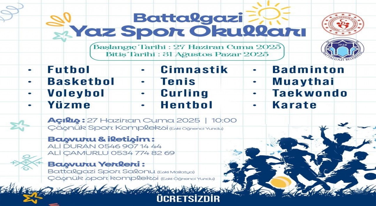 Battalgazide yaz spor okulları başlıyor