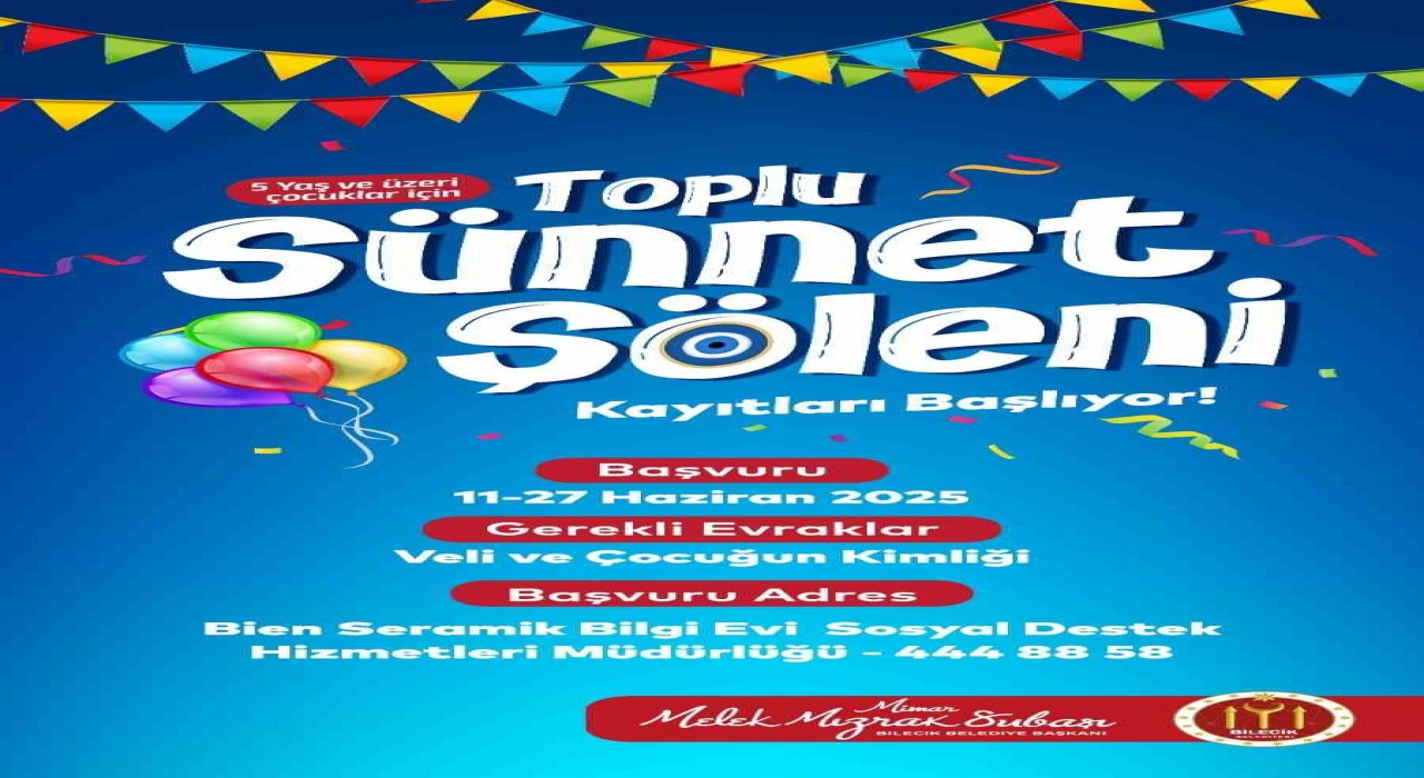 Bilecik Belediyesinin geleneksel sünnet şöleni için kayıtlar başladı