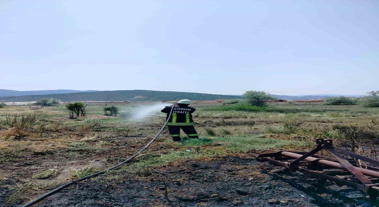 Çorumda korkutan arazi yangını