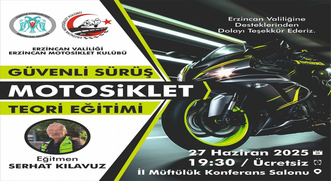 Erzincanda Güvenli Sürüş Motosiklet Teori Eğitimi düzenleniyor
