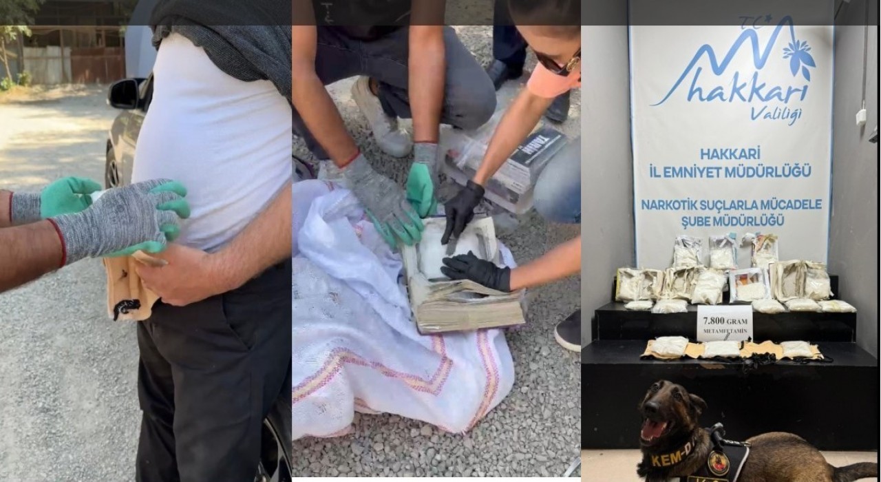 Hakkaride kitap ve korse içerisinde 7 kilo metamfetamin ele geçirildi