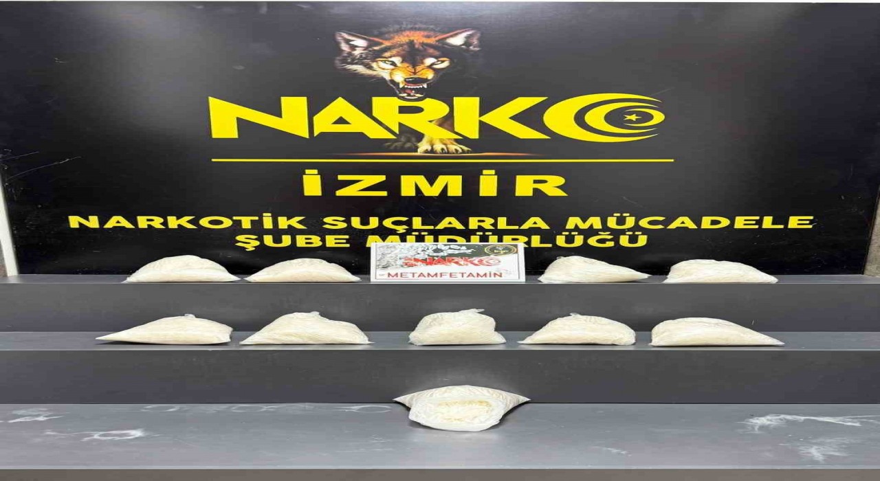 İzmirde 10 kilo metamfetamin ele geçirildi