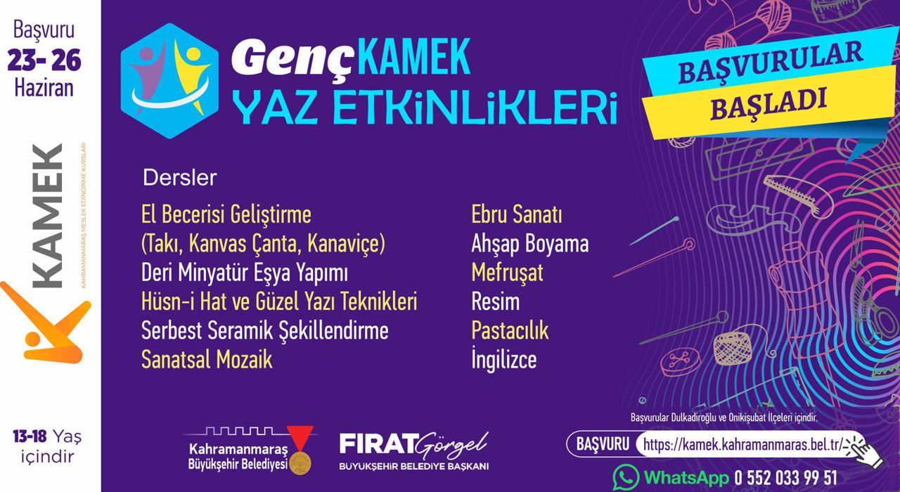 Kahramanmaraş Genç KAMEK Kurslarına Başvurular Başladı