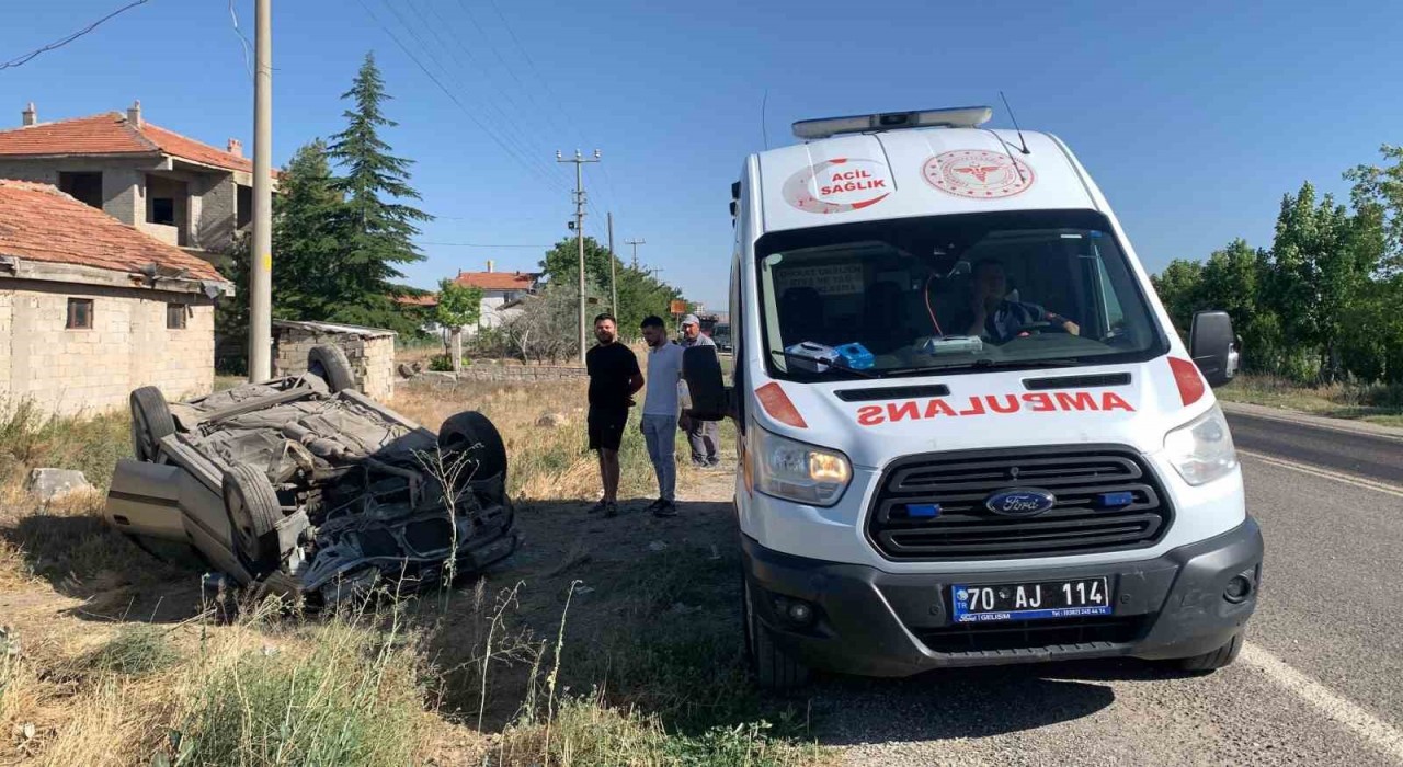 Karamanda otomobil takla attı: 1 yaralı